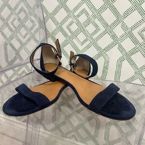 JCREW Women's Navy Faux Suede Ankle-Strap Open-Toe Sandals